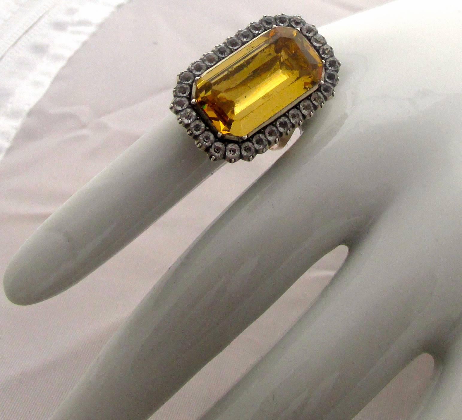 Antique Citrine Paste Ring in gold and silver 5