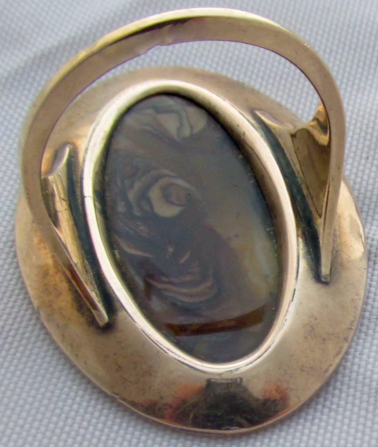 Antique Agate Gold Navette Ring 3