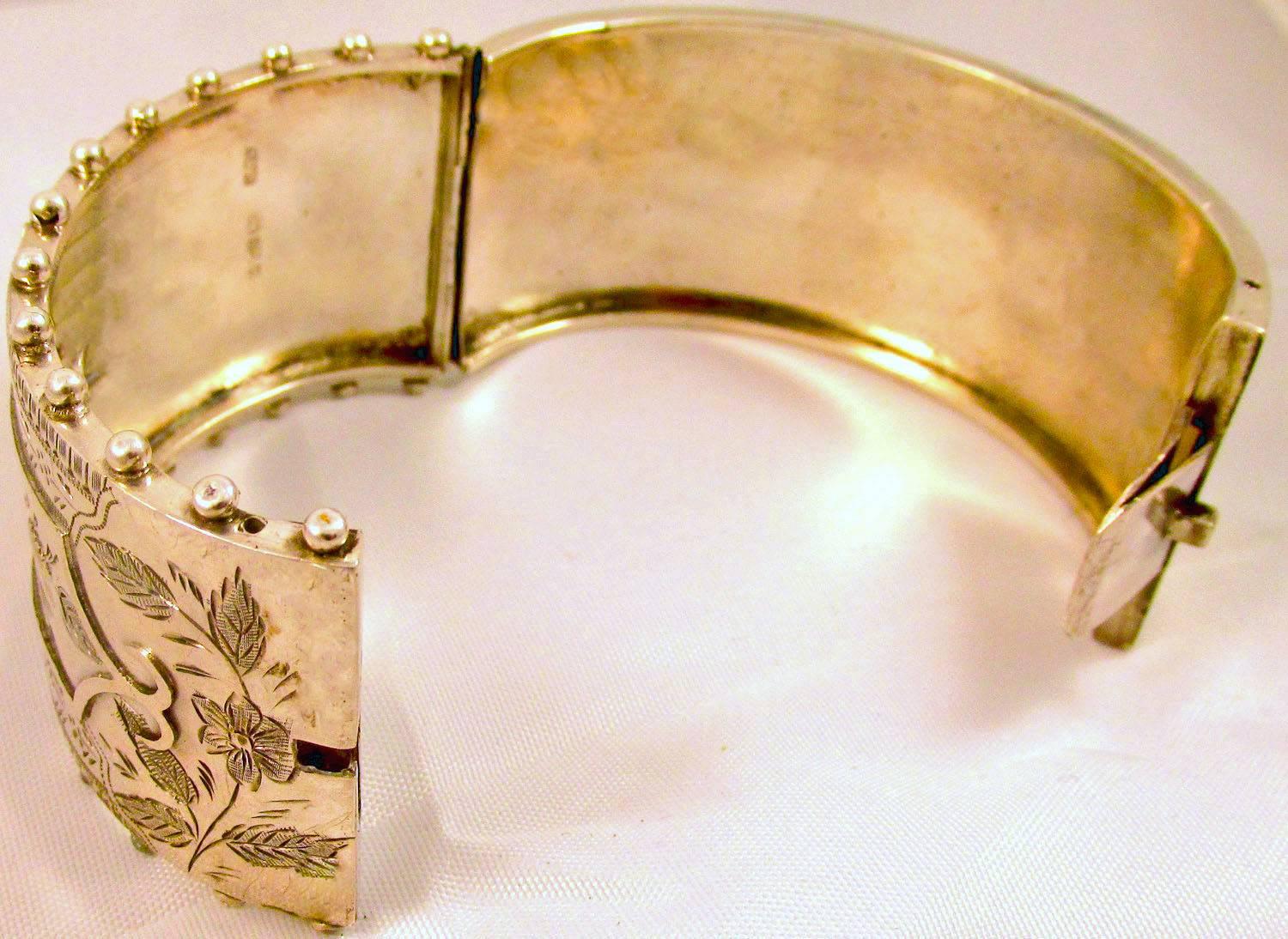 Antique Sterling Silver Gold Cuff Bracelet 2