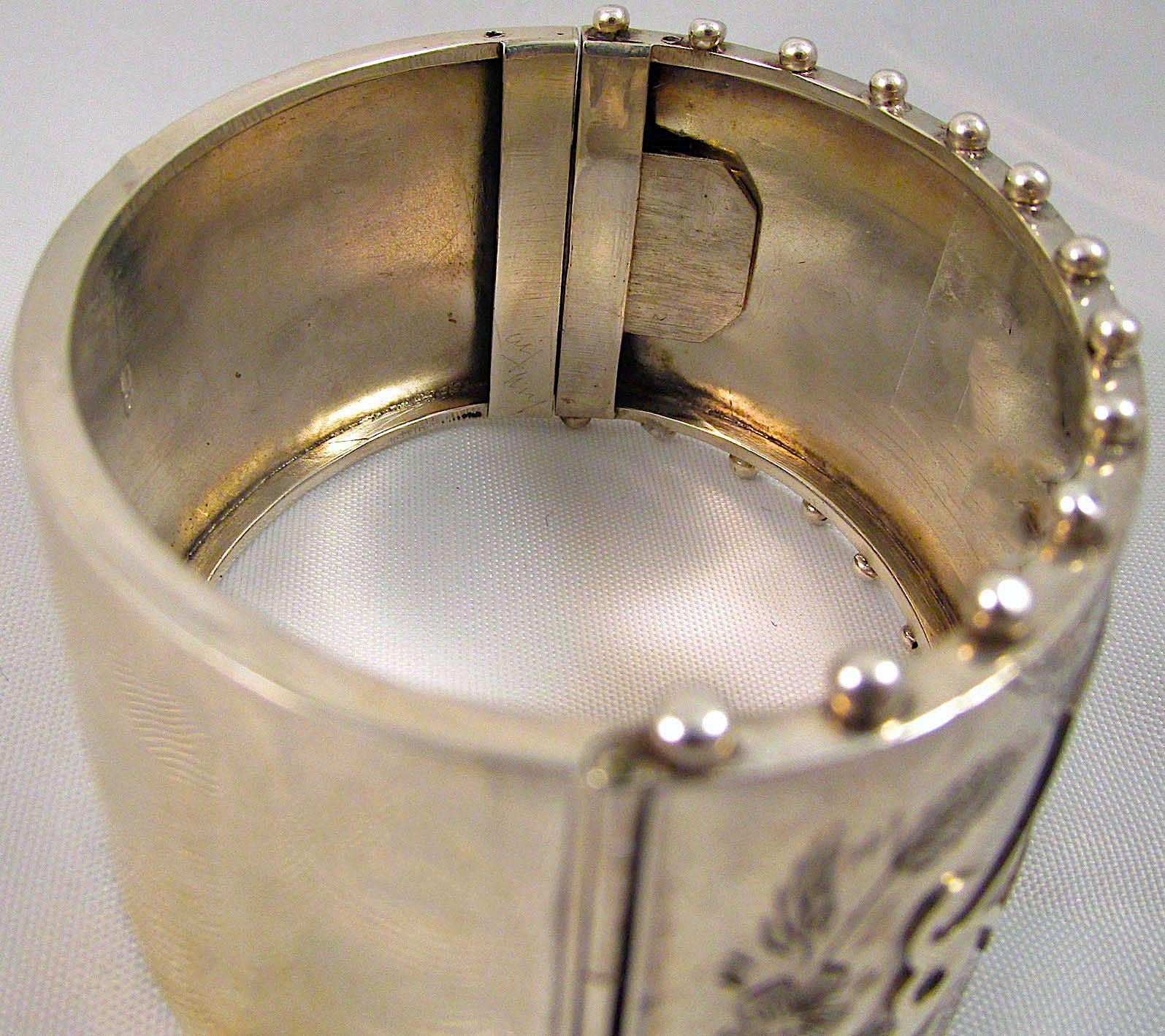 Antique Sterling Silver Gold Cuff Bracelet 3