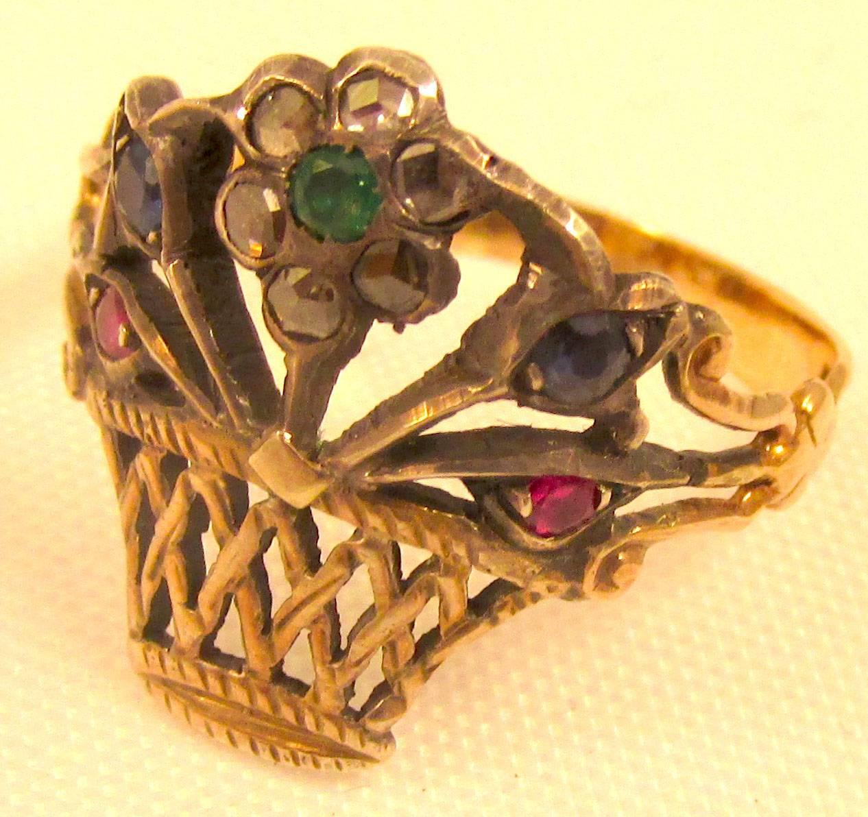 Antique Gold and Silver Giardinetti Ring 3