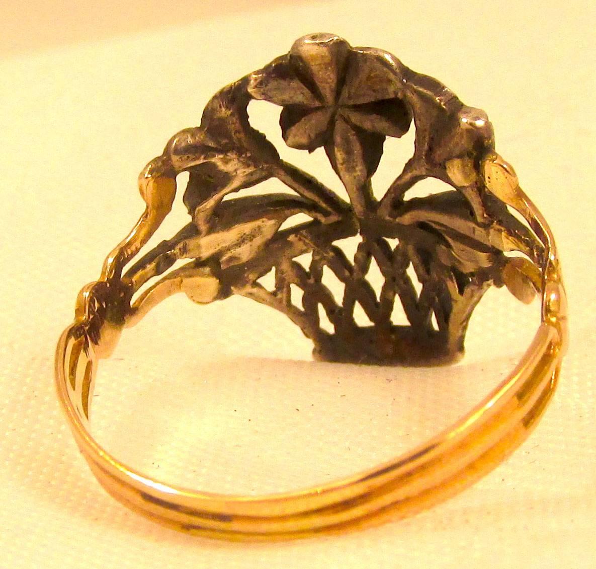 Antique Gold and Silver Giardinetti Ring In Excellent Condition In Baltimore, MD