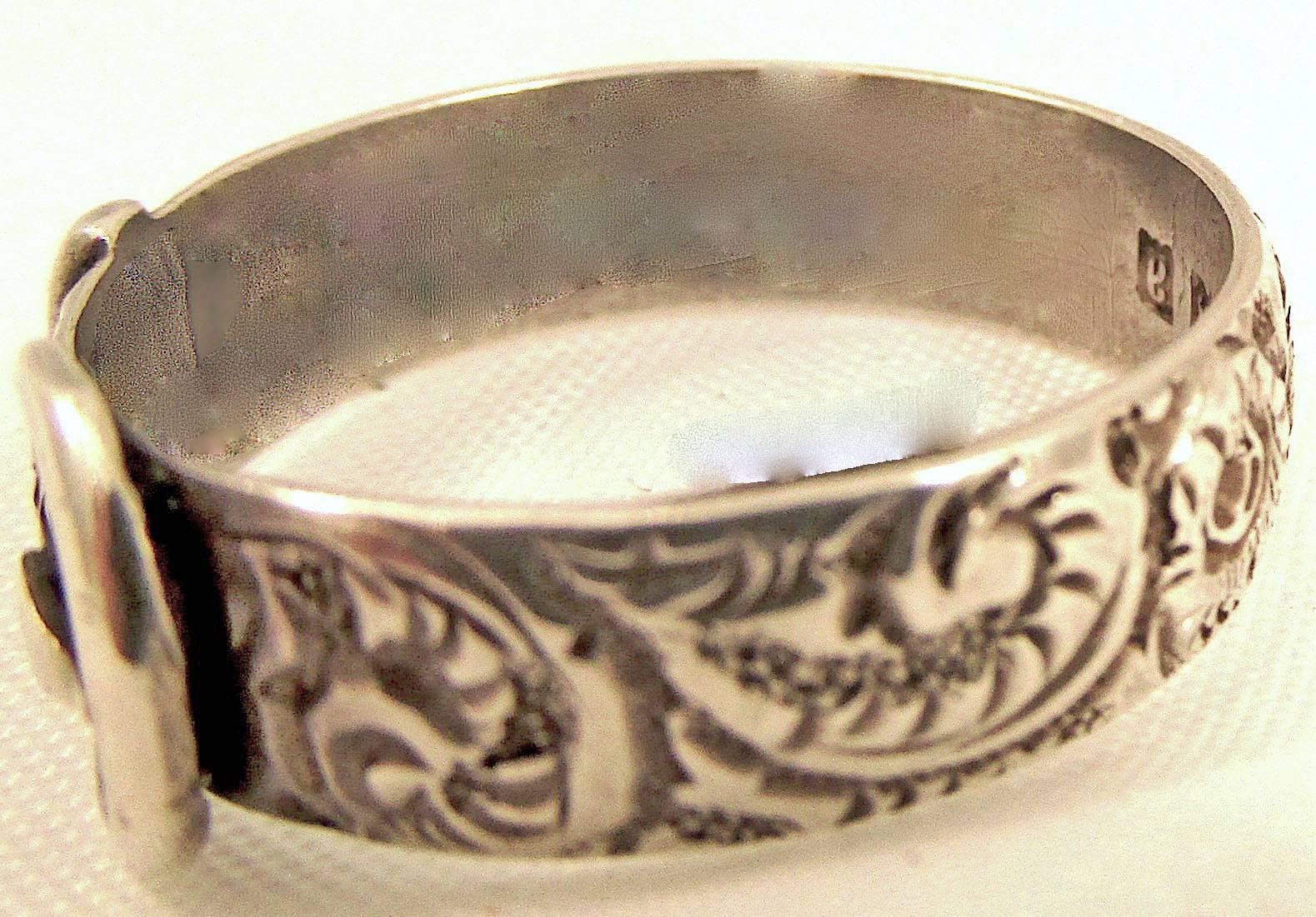 Antique Victorian Sterling Silver Buckle Ring 1