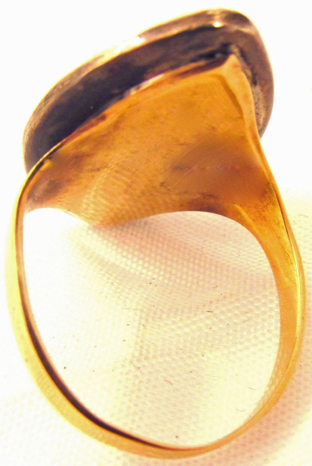 Antique Eighteenth Century Portuguese gold Paste Marquise Shaped Ring 1