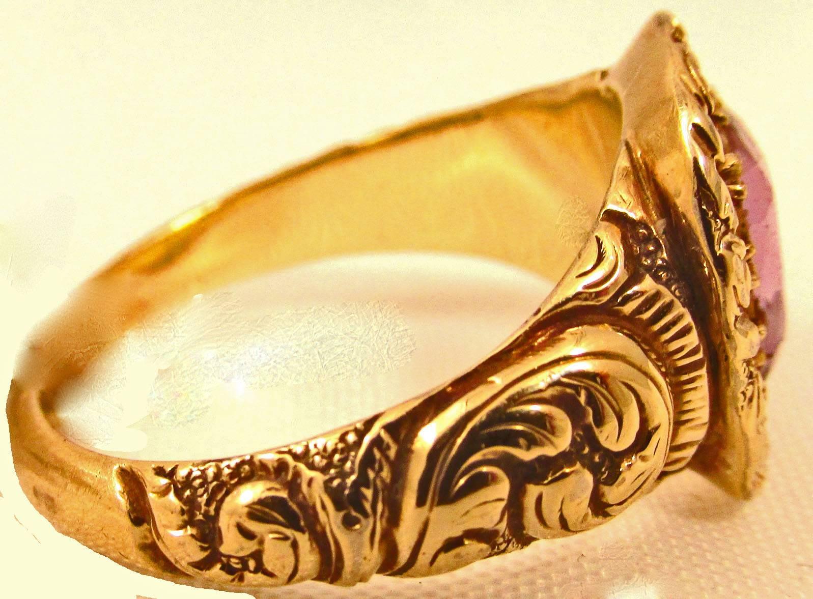 Women's or Men's 1820s Antique Georgian Amethyst Gold Band Ring