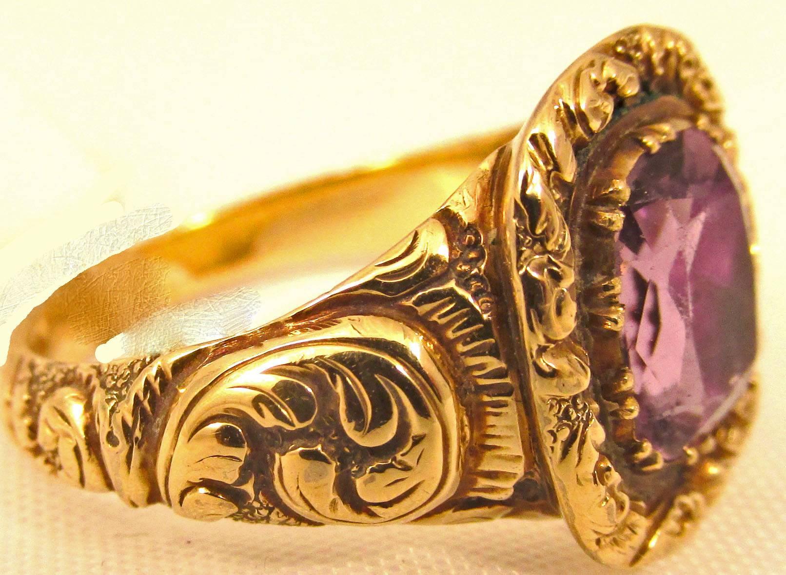 1820s Antique Georgian Amethyst Gold Band Ring 1