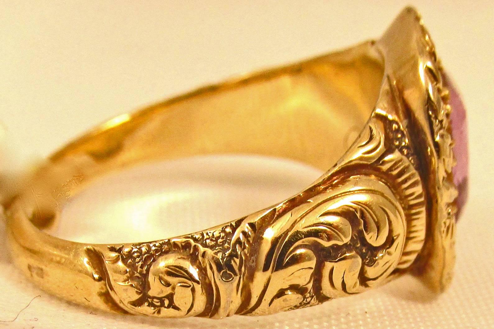 1820s Antique Georgian Amethyst Gold Band Ring 4