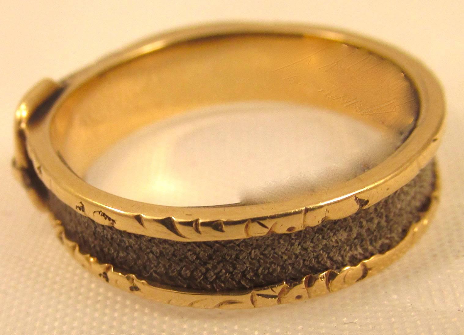 Antique Georgian Gold and hair Buckle Ring  In Excellent Condition In Baltimore, MD