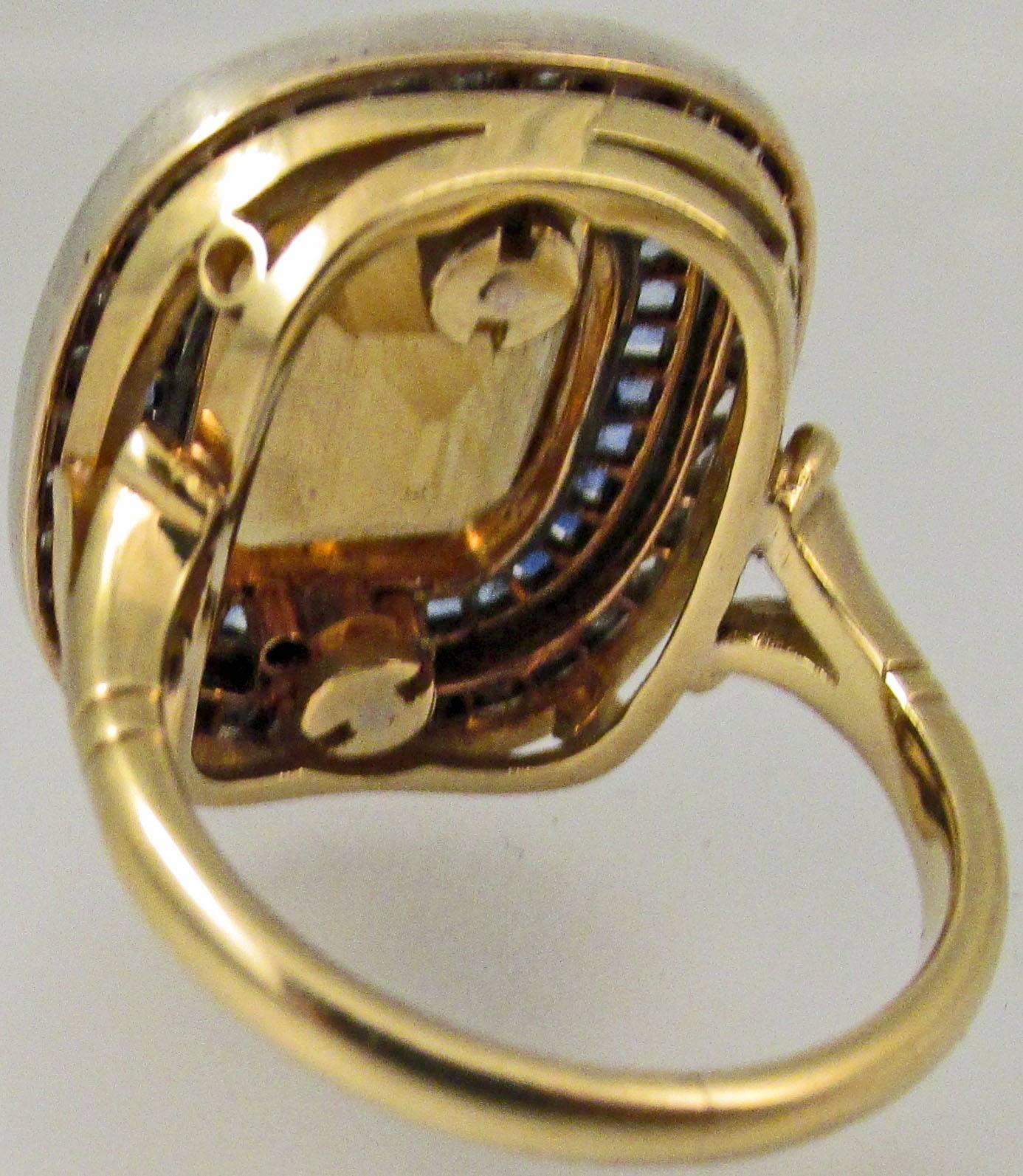 Citrine Sapphire Diamond Silver Gold Ring 2