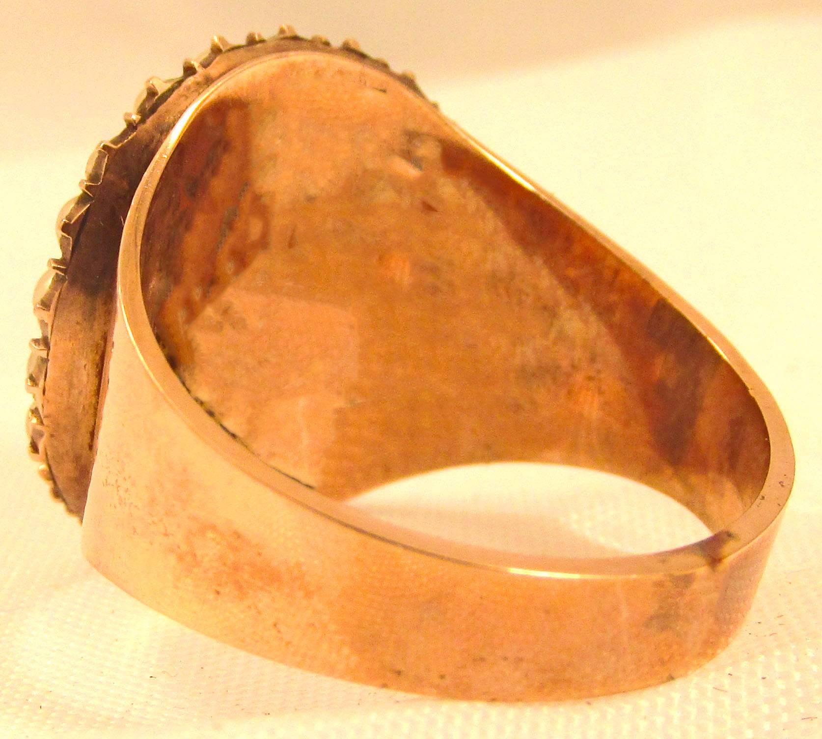 Georgian Antique Memorial Pearl Hair Gold Ring
