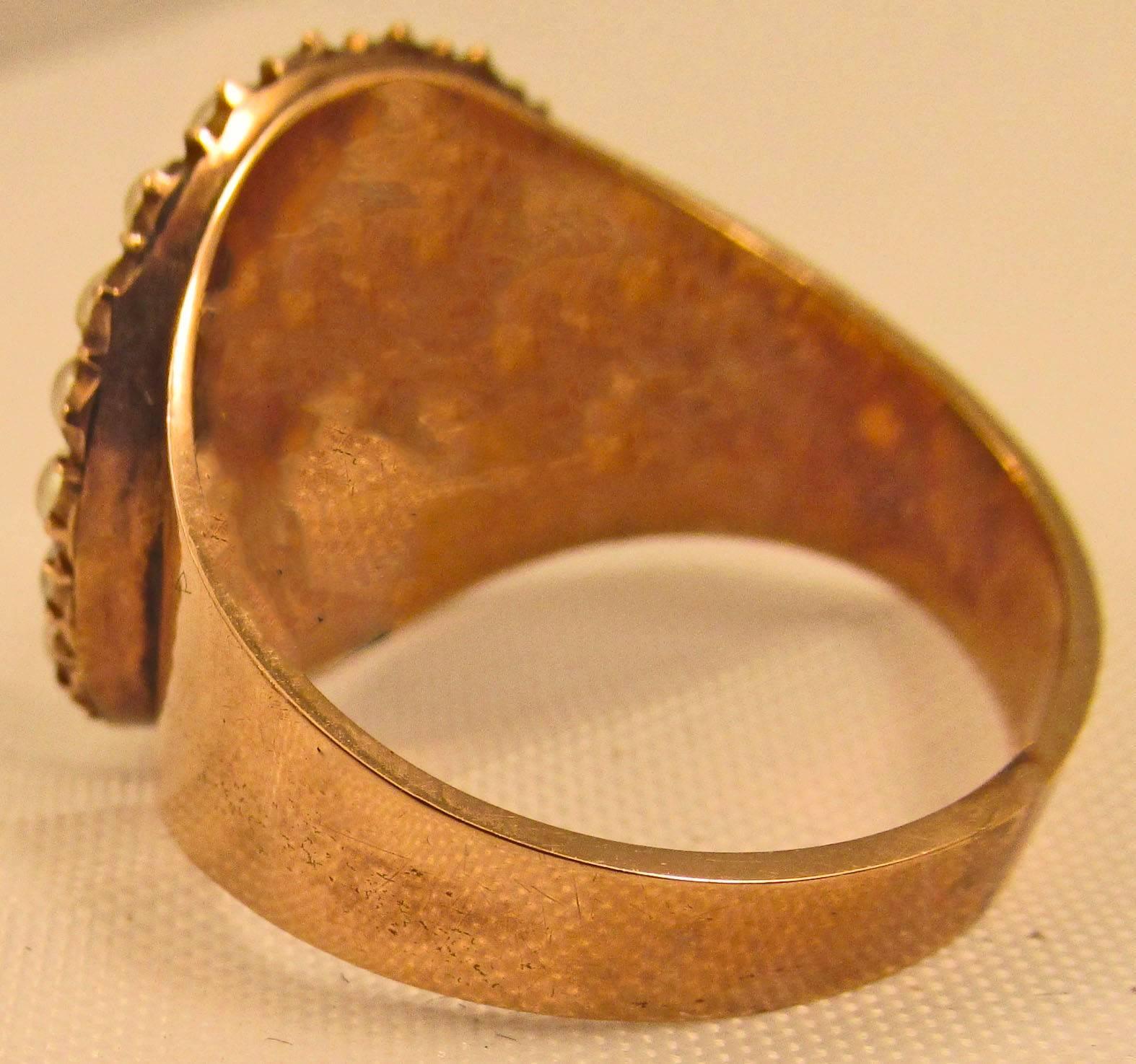 Women's Antique Memorial Pearl Hair Gold Ring