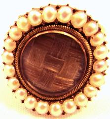 Antique Memorial Pearl Hair Gold Ring