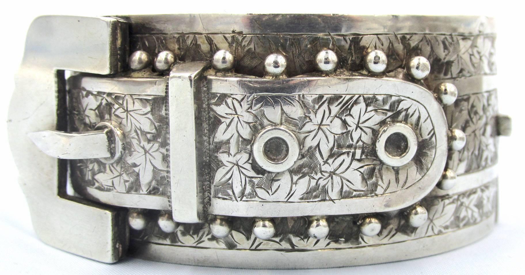 silver buckle bracelet vintage