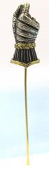 Antique Victorian Silver Gold Knight's Gauntlet Stickpin