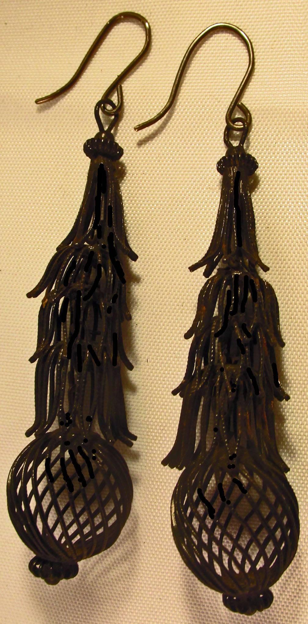 Women's Antique Berlin Iron Long Drop Earrings