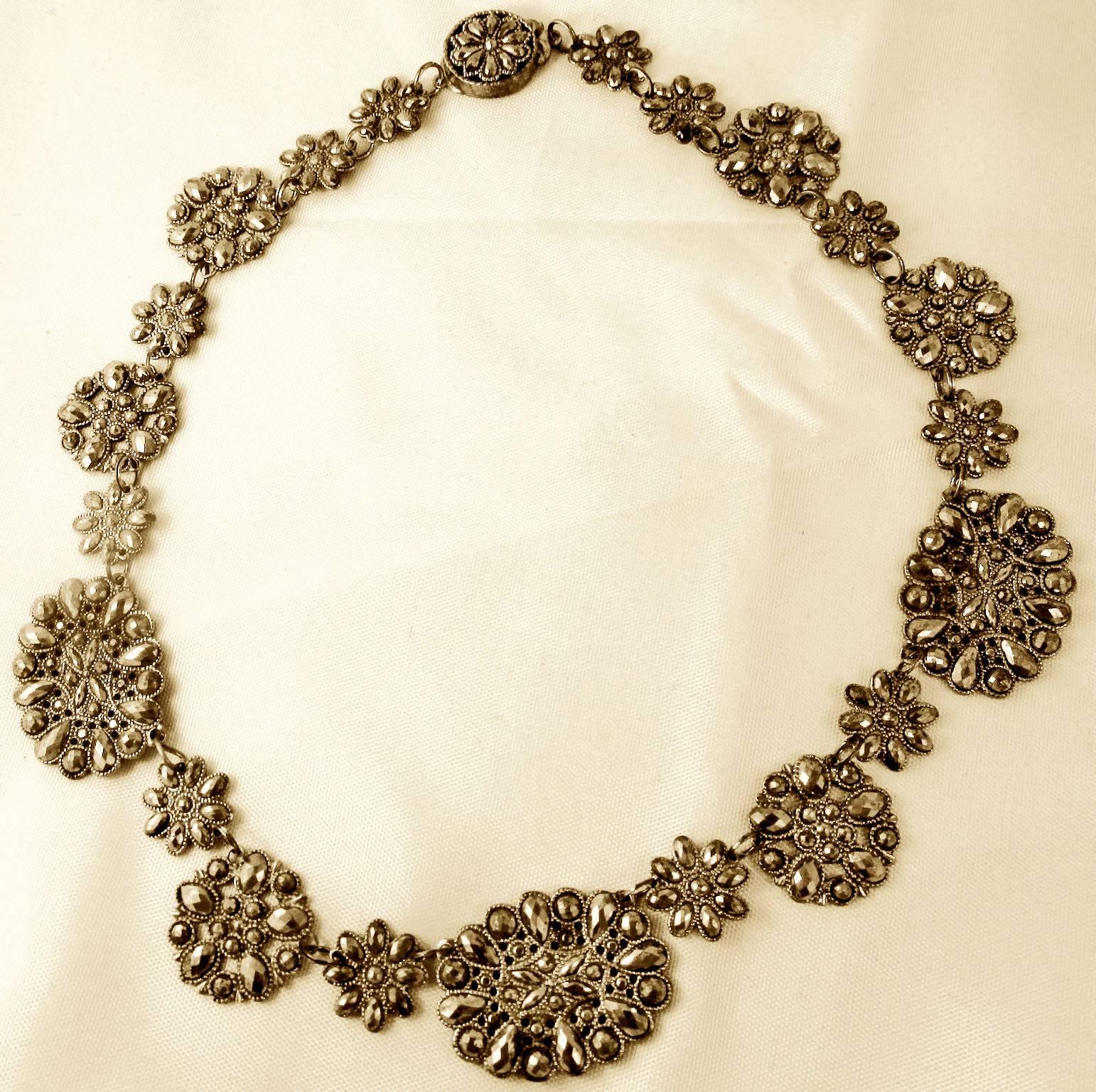 George III Antique Cut Steel Necklace with a Floral Motif
