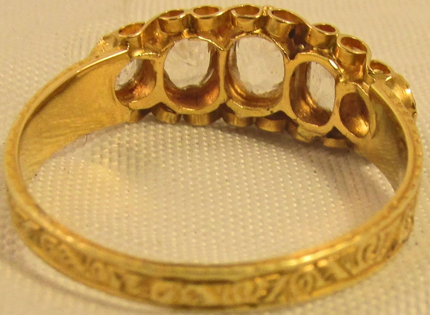 Antique Five-Stone Diamond Gold Ring 3