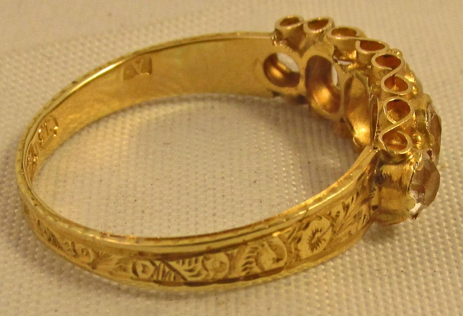 Women's Antique Five-Stone Diamond Gold Ring