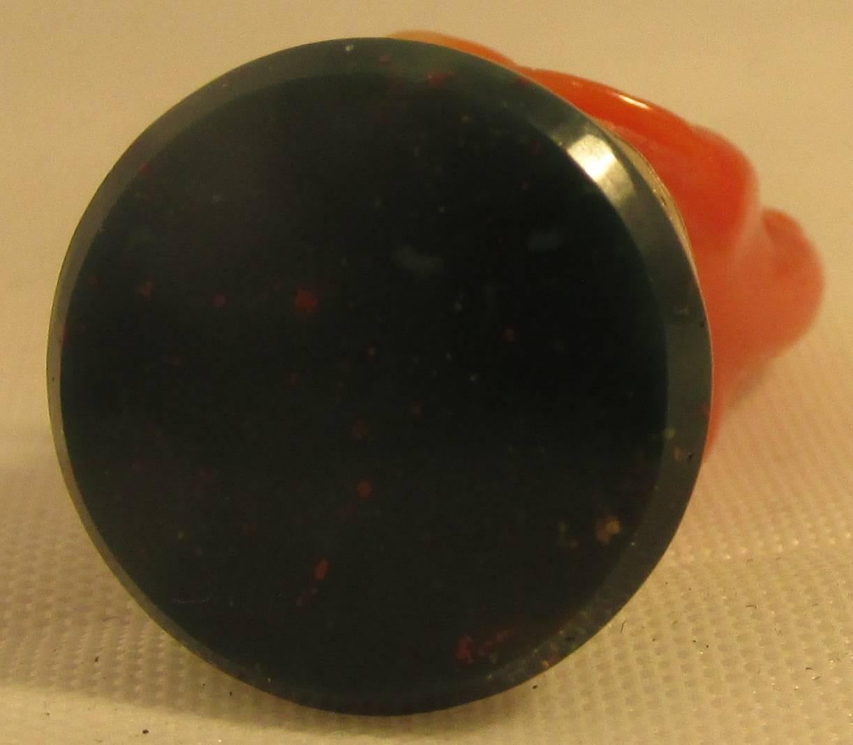 Antique Coral Bloodstone Gold Fob 5