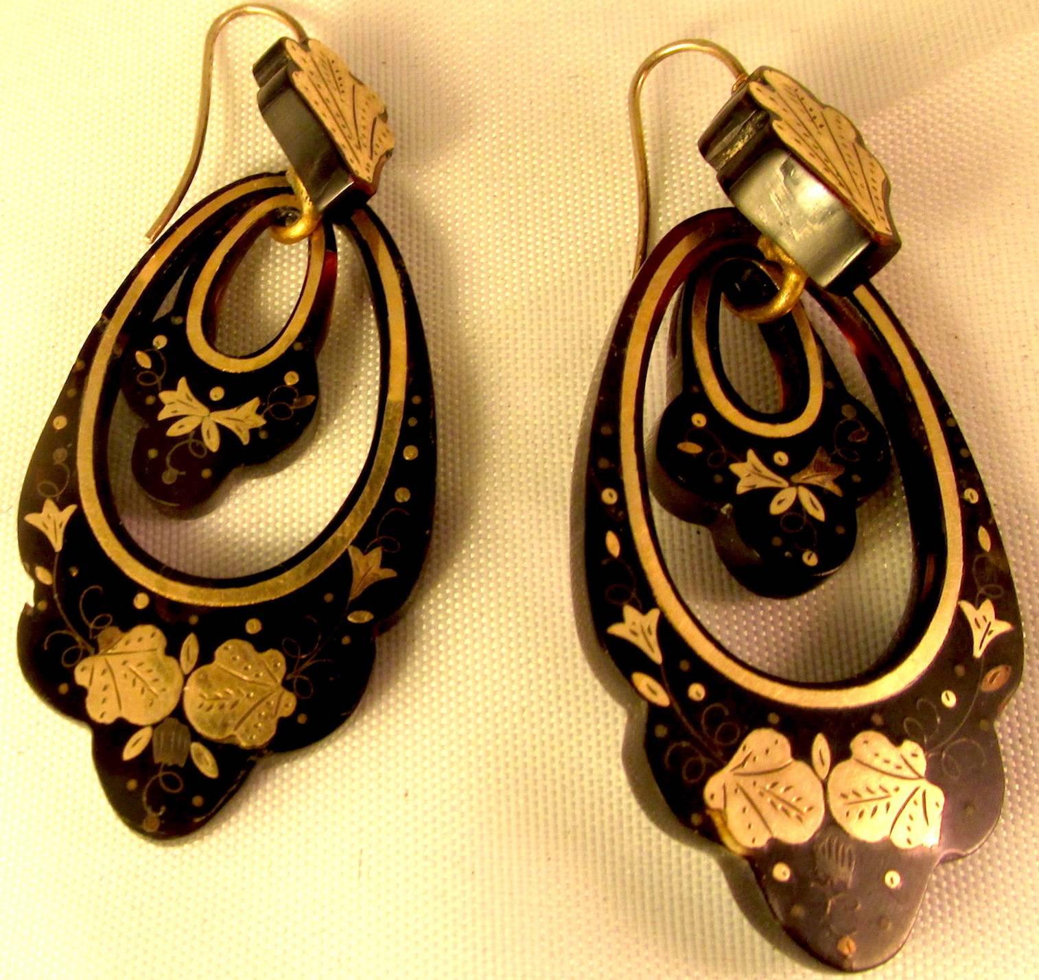 Antique Pique and Gold Earrings 1