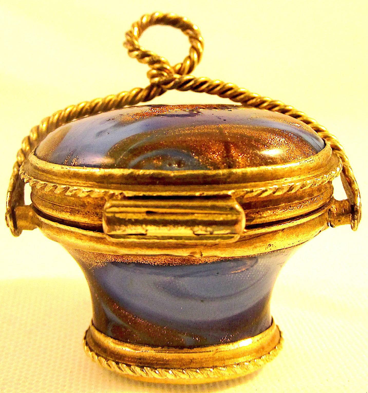 Antique Lapis Lazuli Basket Fob In Excellent Condition In Baltimore, MD