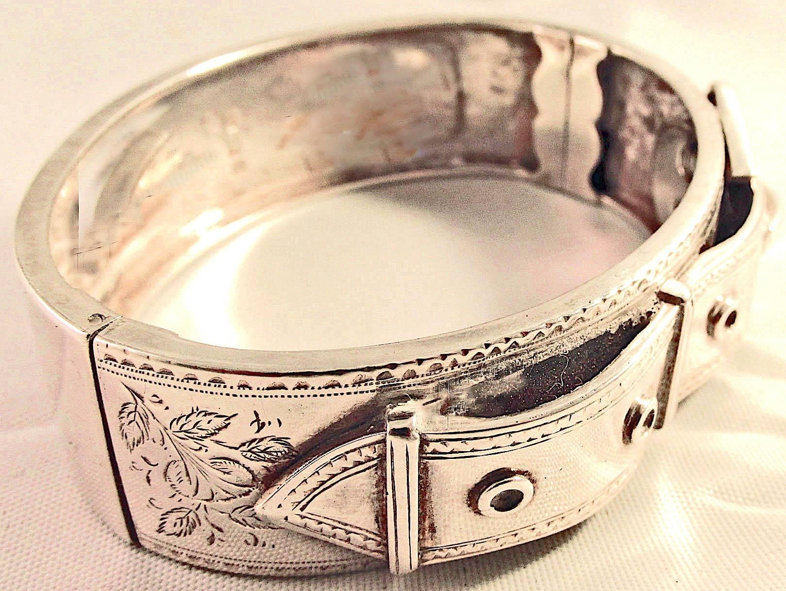 Antique Sterling Silver Buckle Bracelet In Excellent Condition In Baltimore, MD
