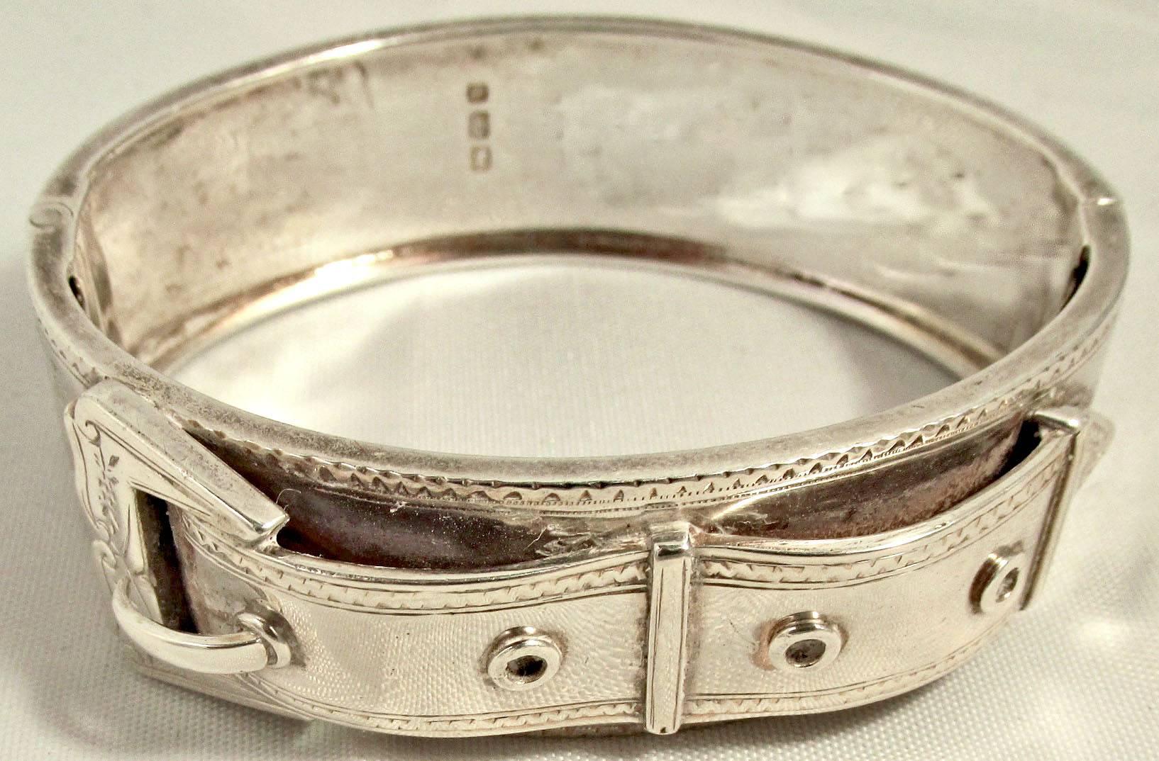 Victorian Antique Sterling Silver Buckle Bracelet