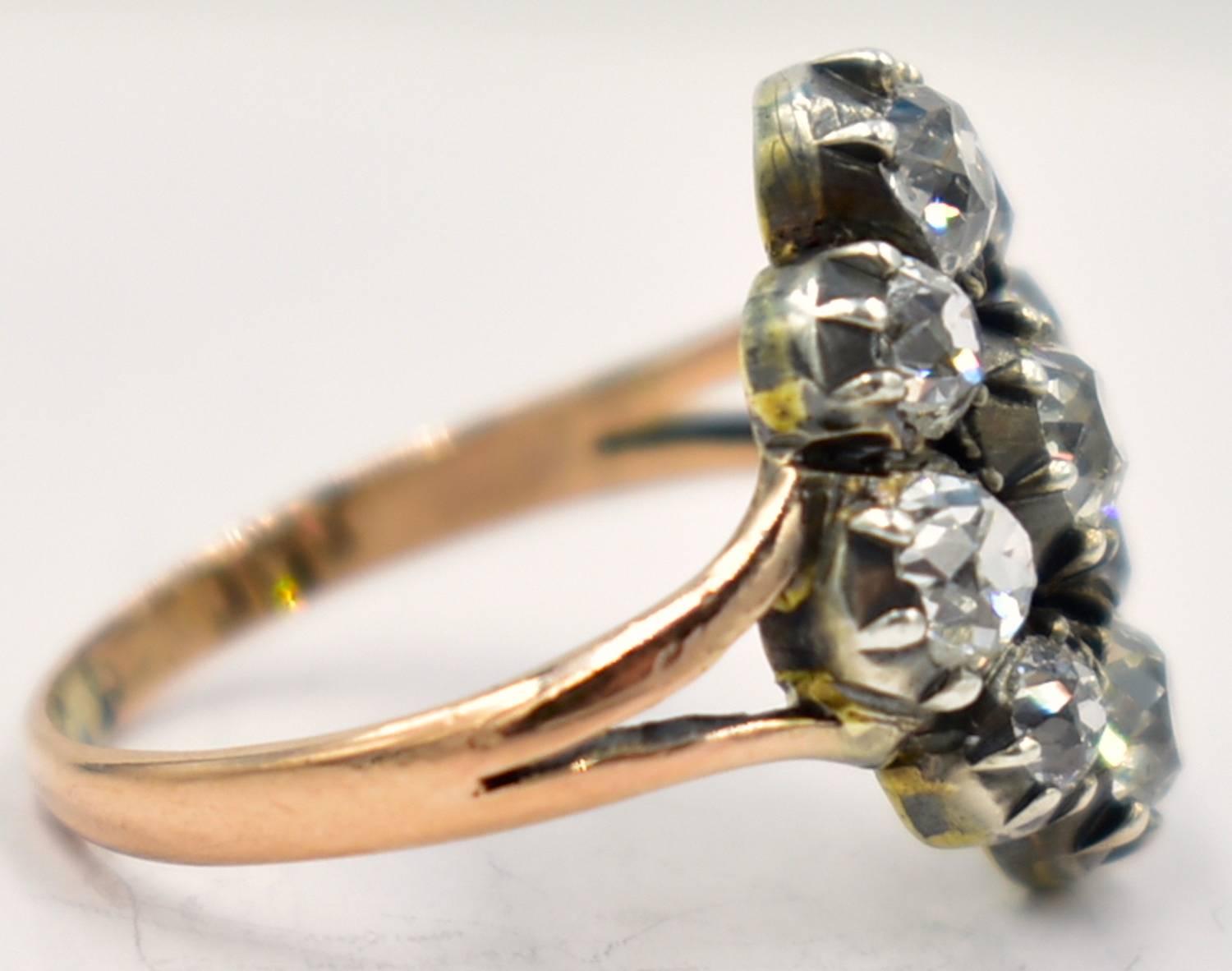 Antique Diamond Cluster Ring In Excellent Condition In Baltimore, MD