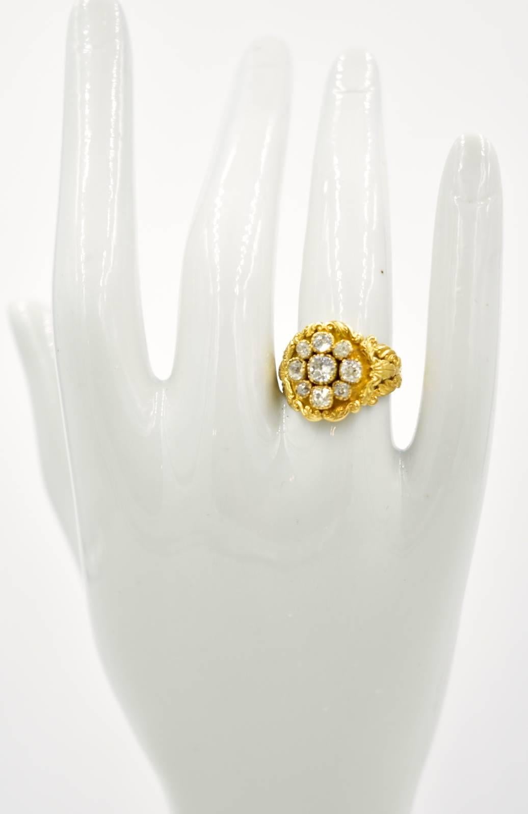 Antique Diamond and Gold Cluster Ring 5