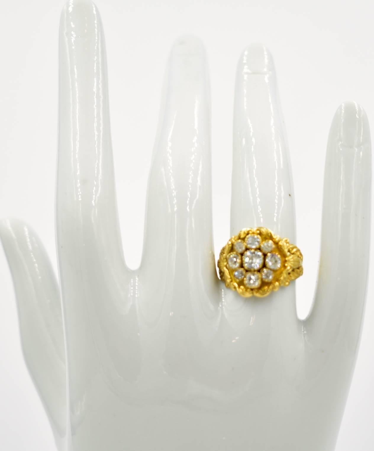 Antique Diamond and Gold Cluster Ring 4