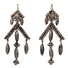 Antique Victorian Cut Steel Drop Earrings