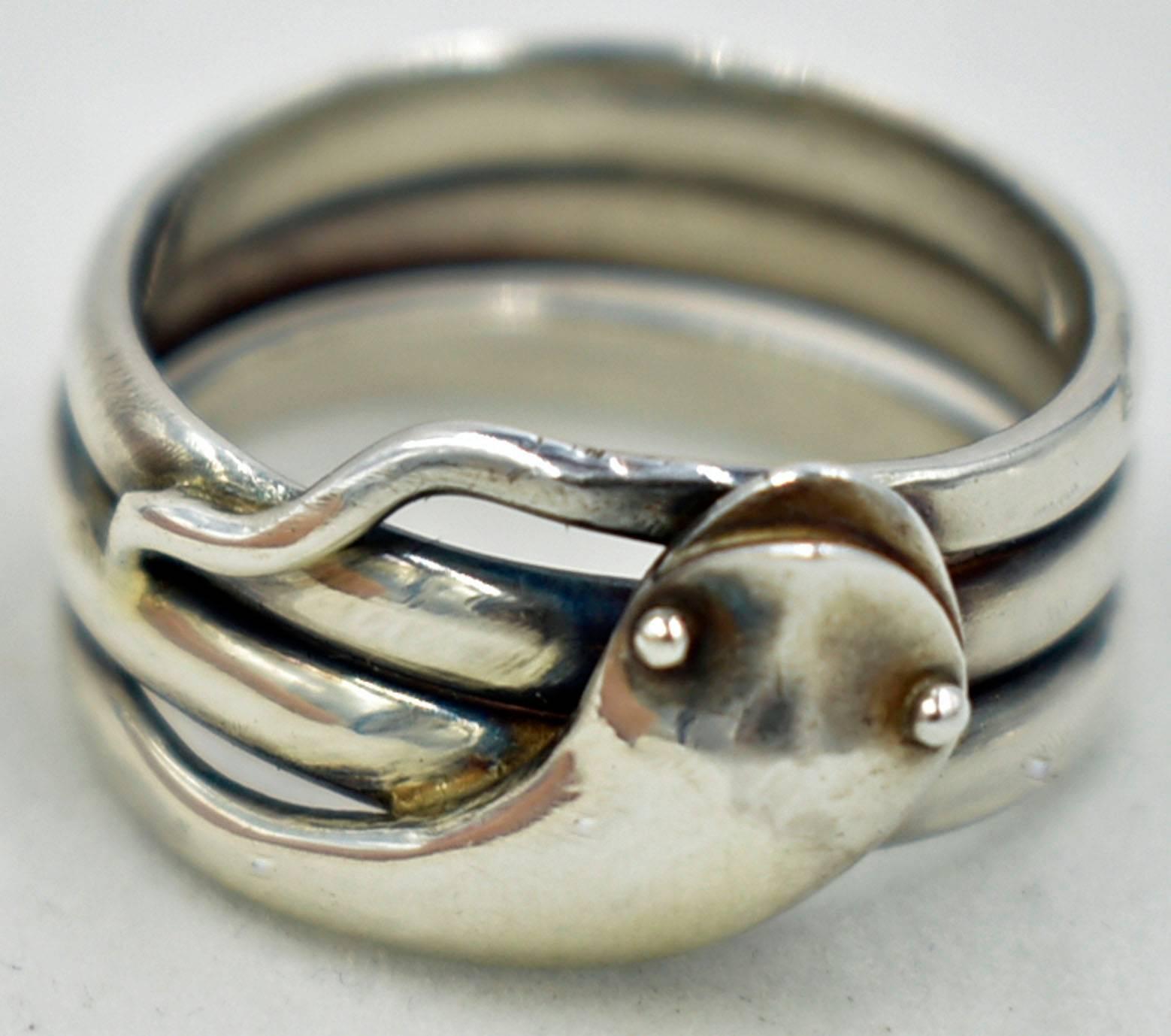 Late Victorian Antique Sterling Snake Ring