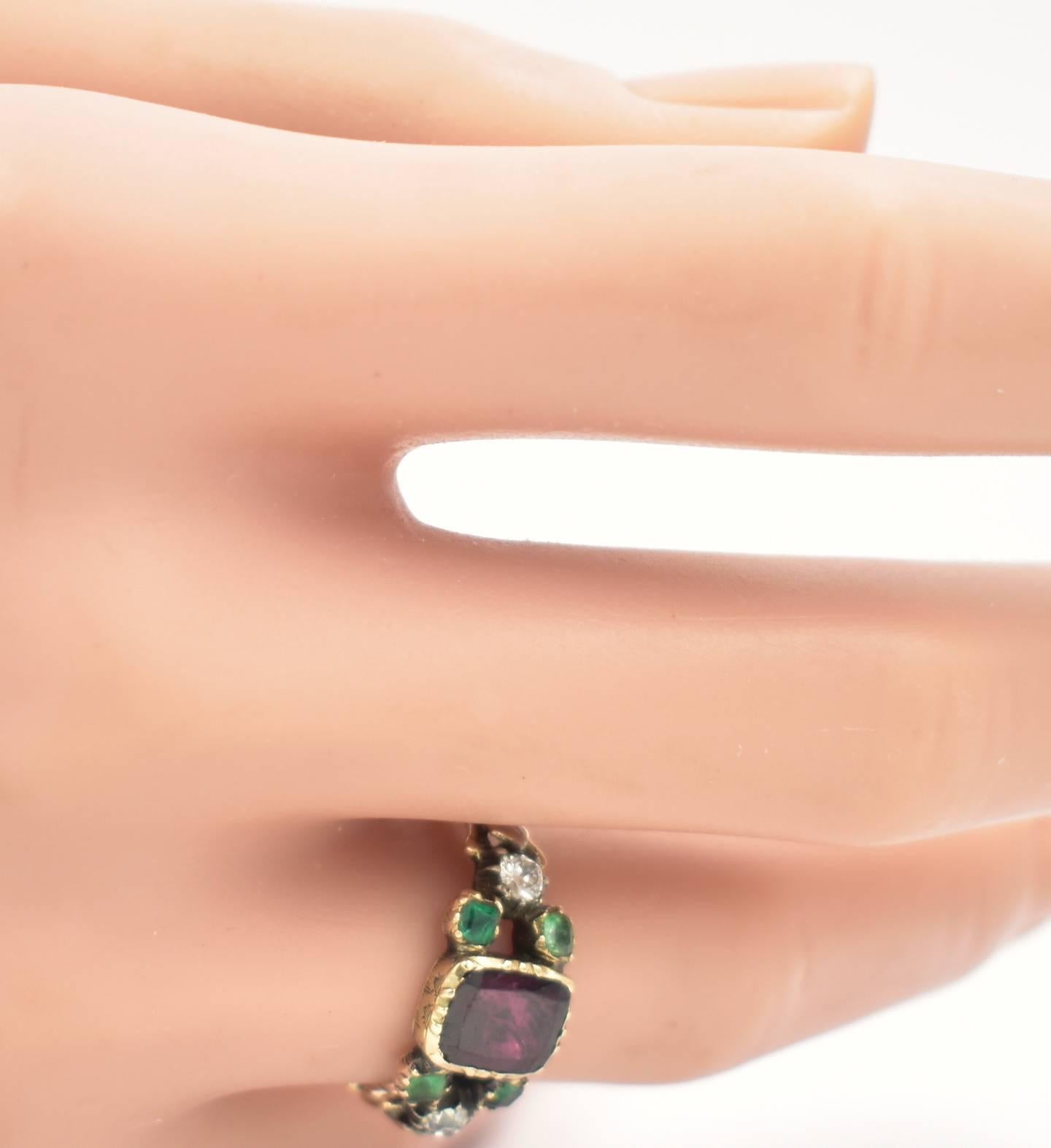 Antique Garnet, Emerald and Ruby Ring 2