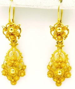 Boucles d'oreilles Cannetille en or ancien 18 carats