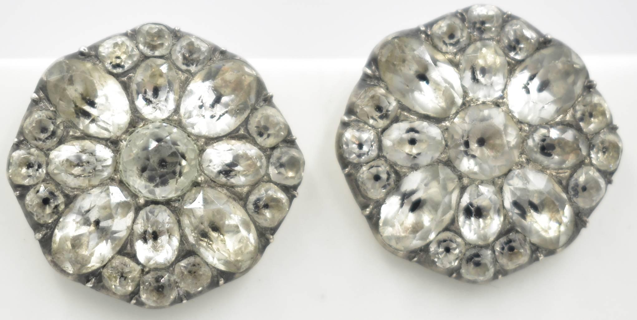 Antique Paste Cluster Earrings 1