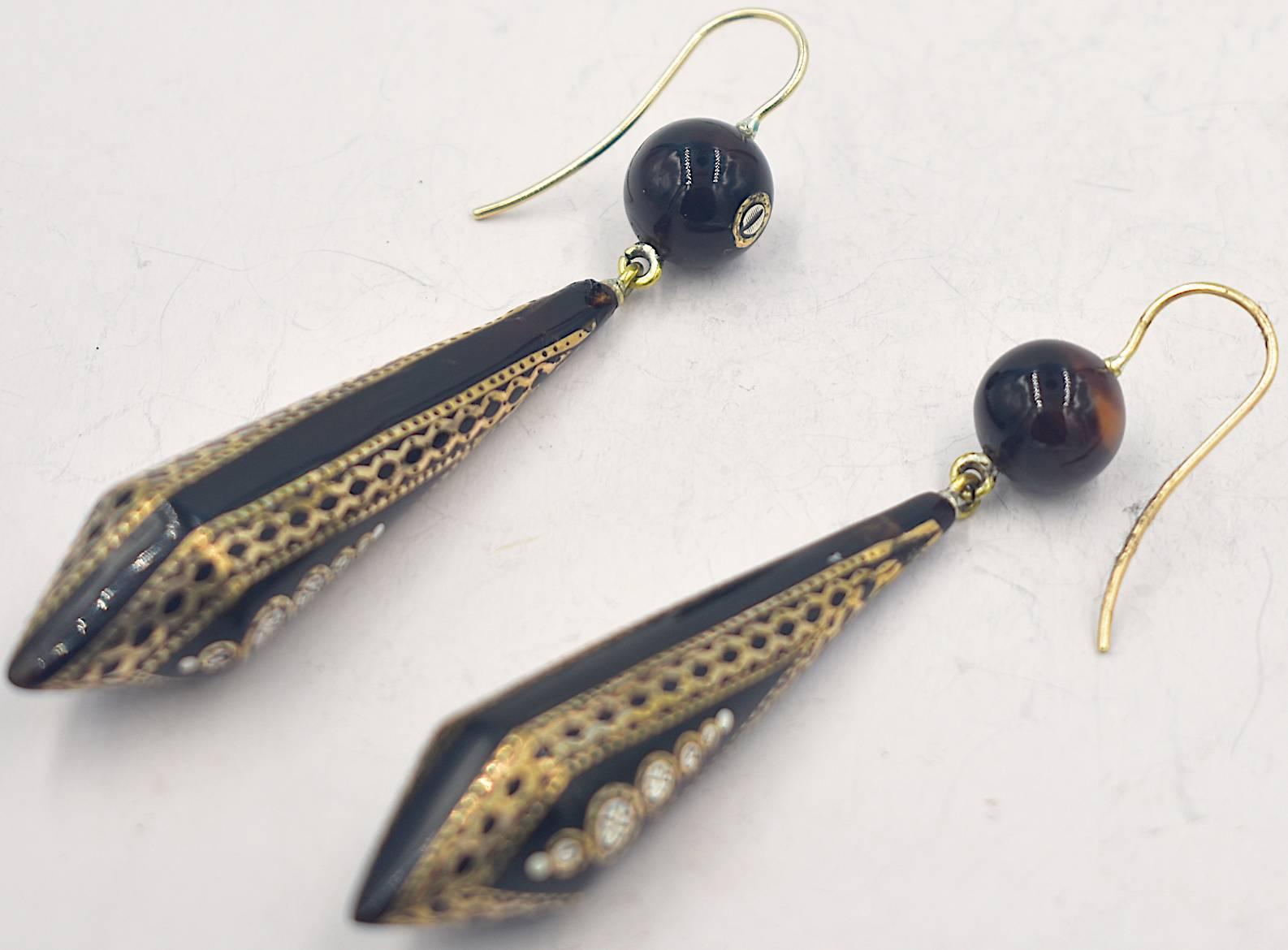 Victorian Antique Pique Drop Earrings