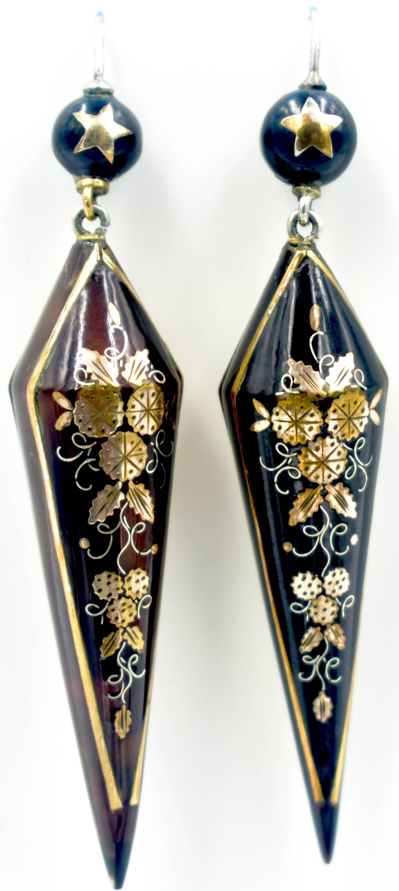 Late Victorian Antique Pique Drop Earrings