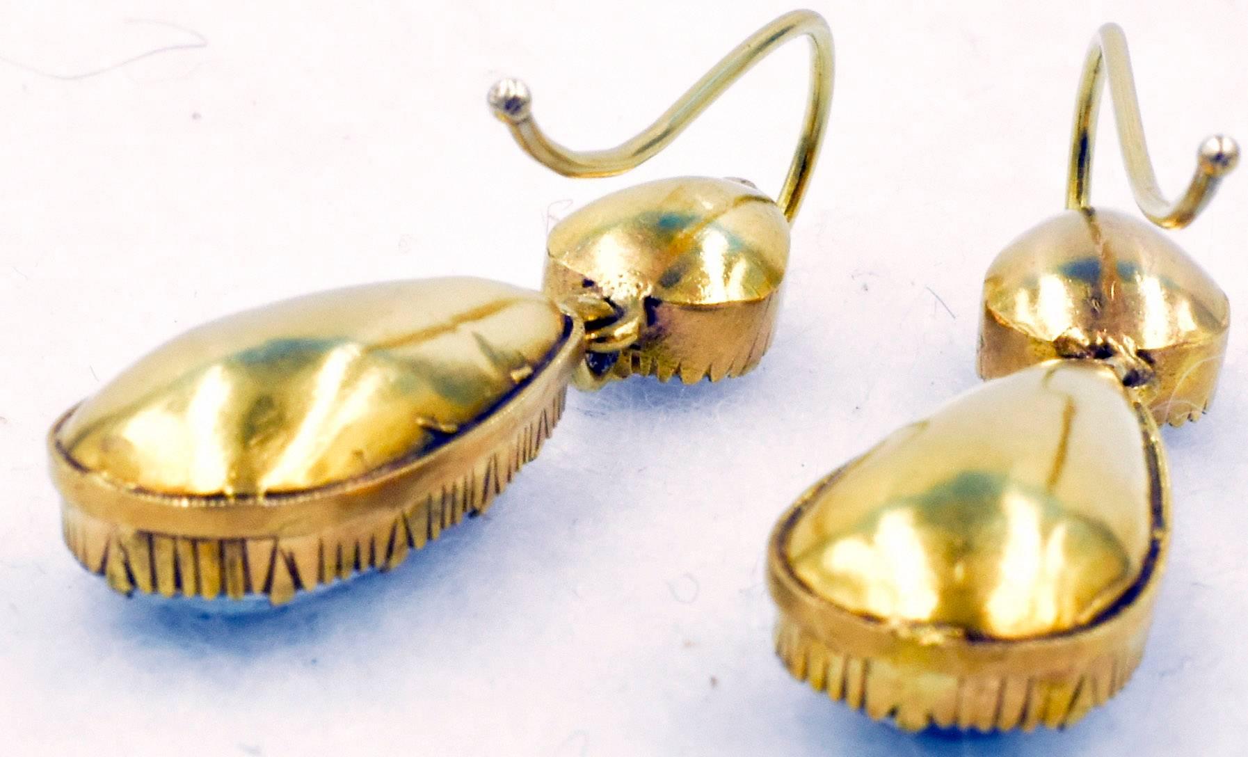 Antique Aqua and Gold Drop Earrings 4
