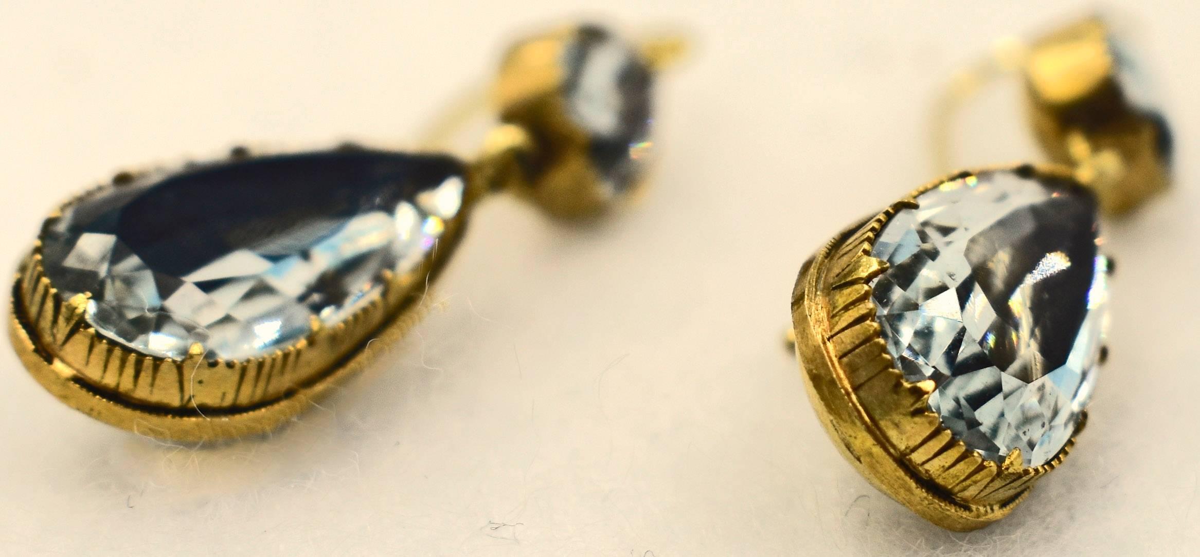 Antique Aqua and Gold Drop Earrings 3
