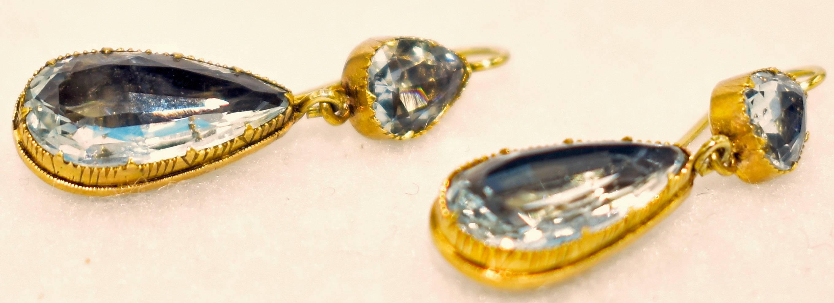Antique Aqua and Gold Drop Earrings 2