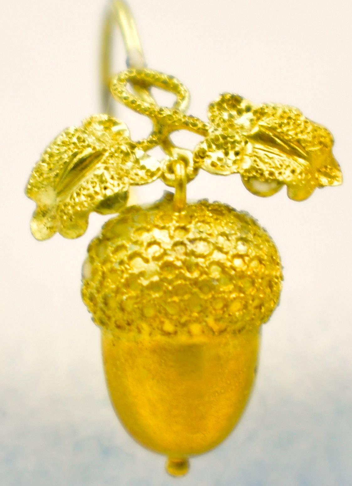 gold acorn drop earrings