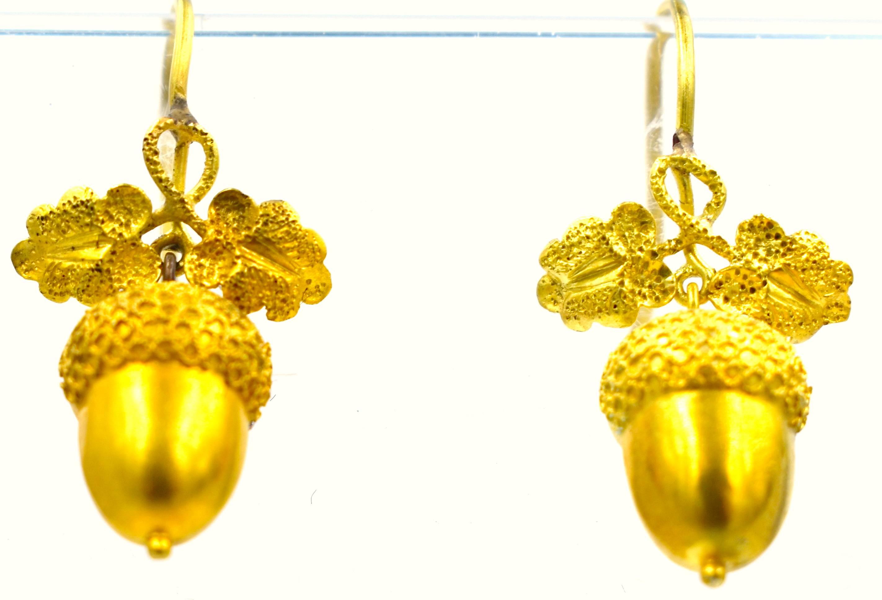 Victorian Antique Gold Acorn Earrings