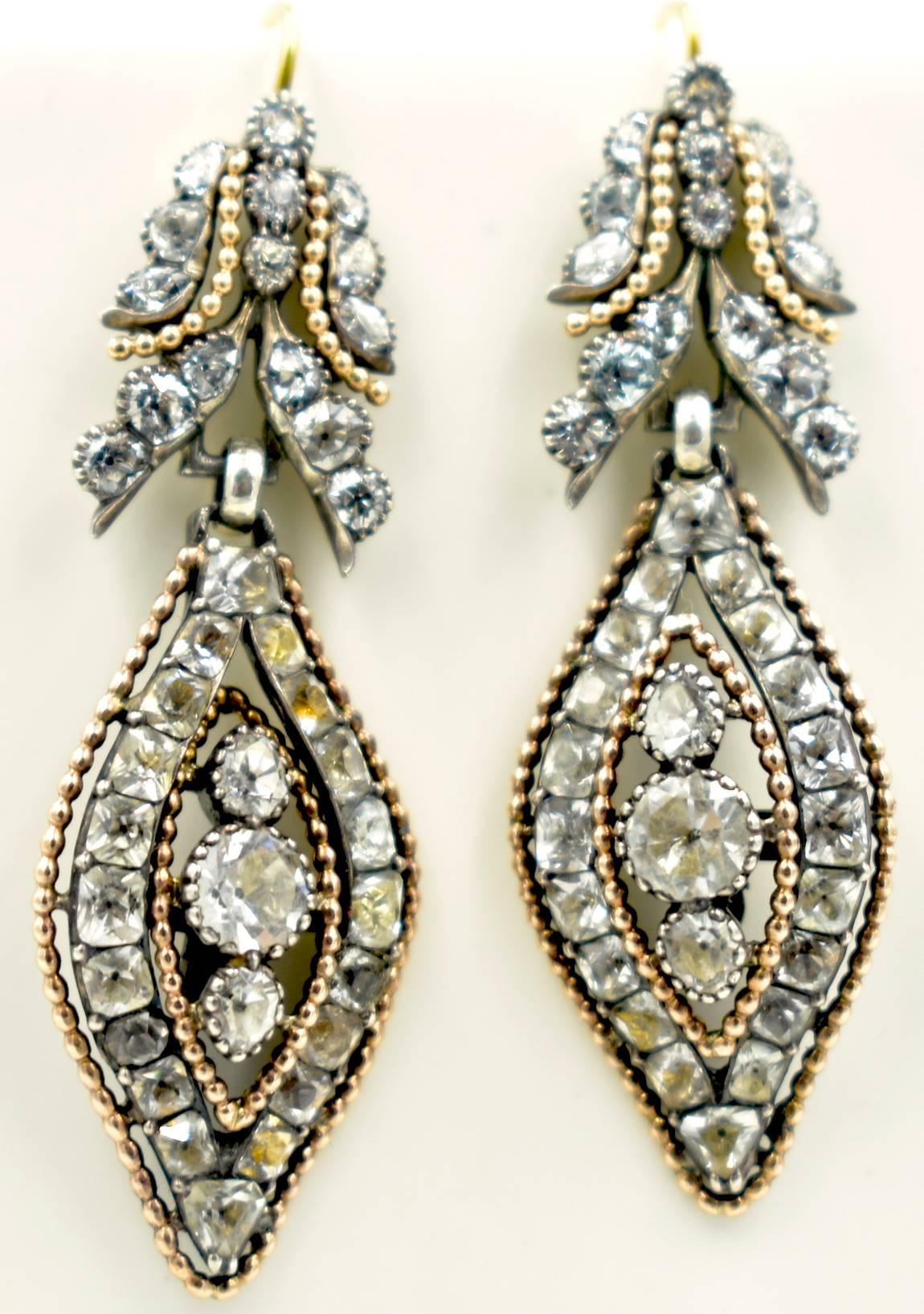 George III Antique Rock Crystal Floral Earrings