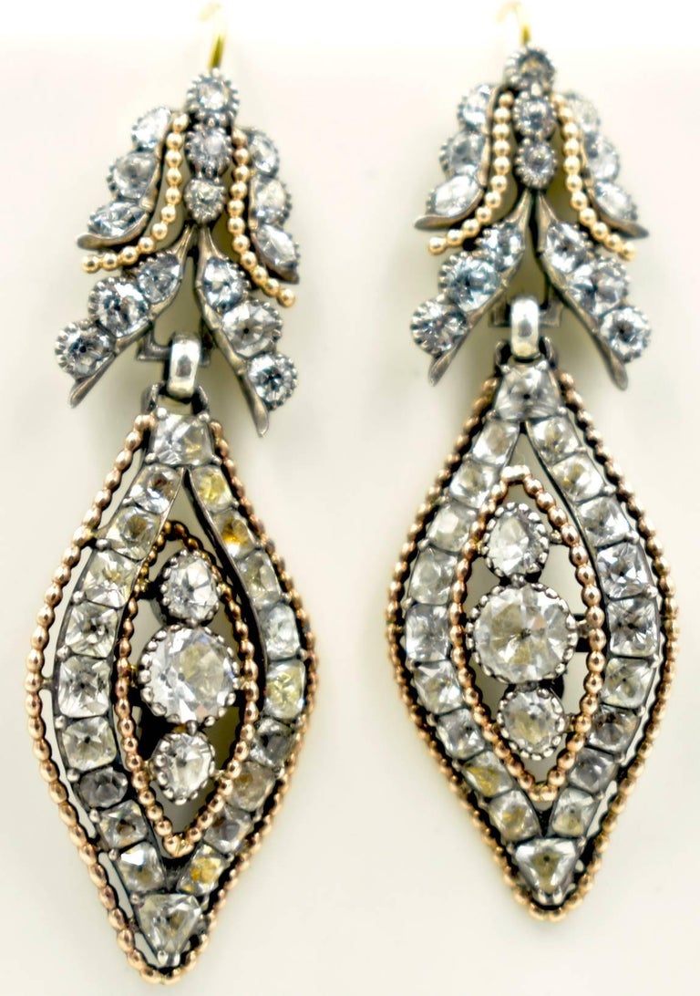 Antique Rock Crystal Floral Earrings at 1stDibs