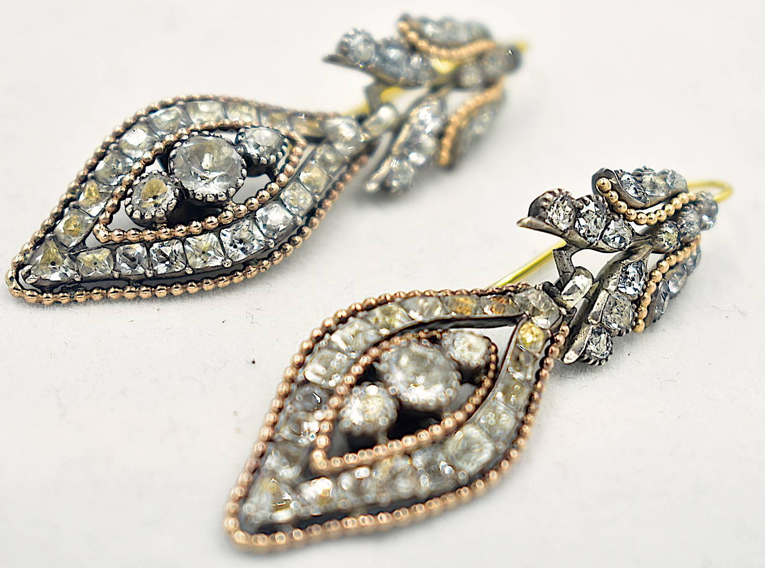 Antique Rock Crystal Floral Earrings 2