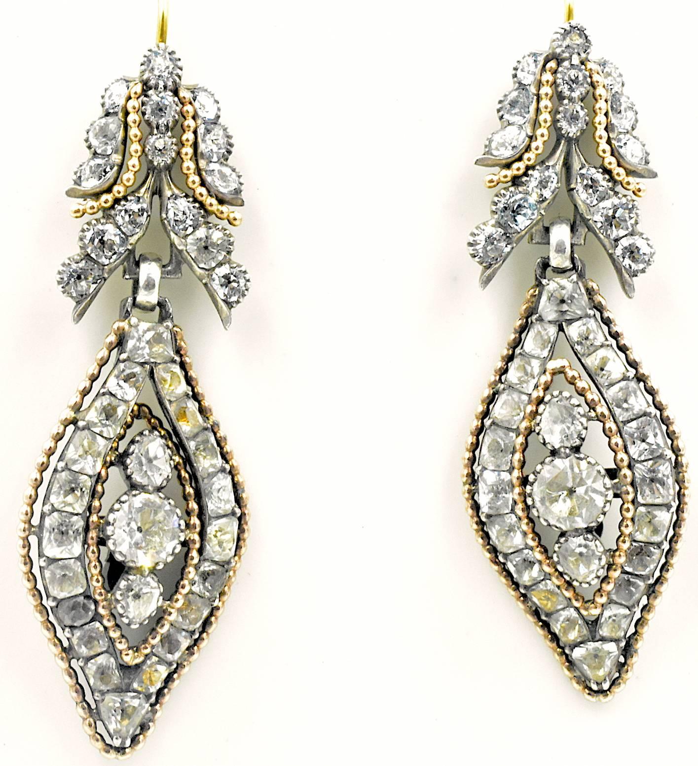Antique Rock Crystal Floral Earrings 1