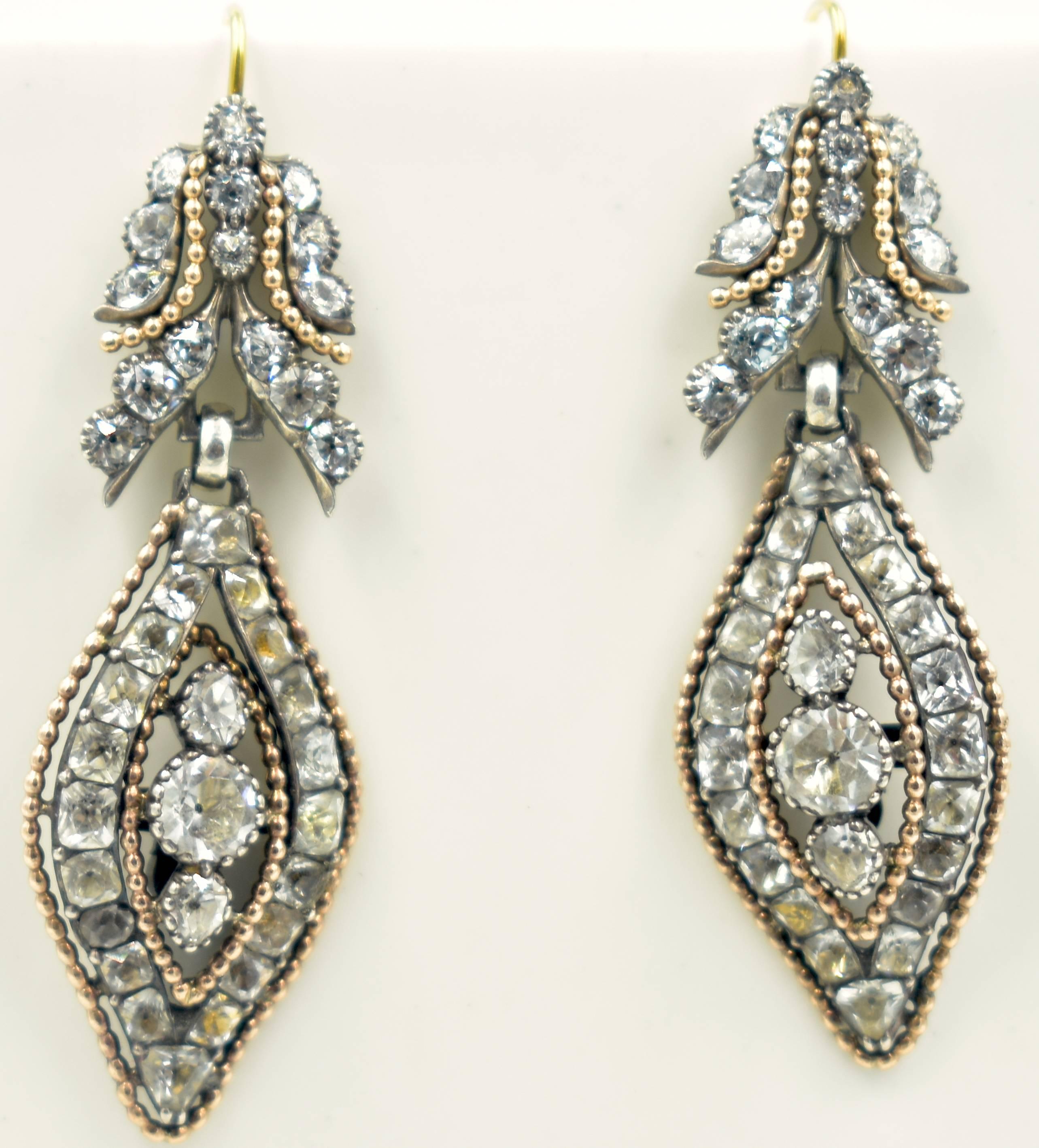 Women's Antique Rock Crystal Floral Earrings