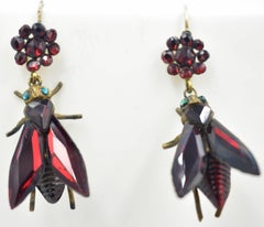 Antique Vauxhall Glass Fly Earrings