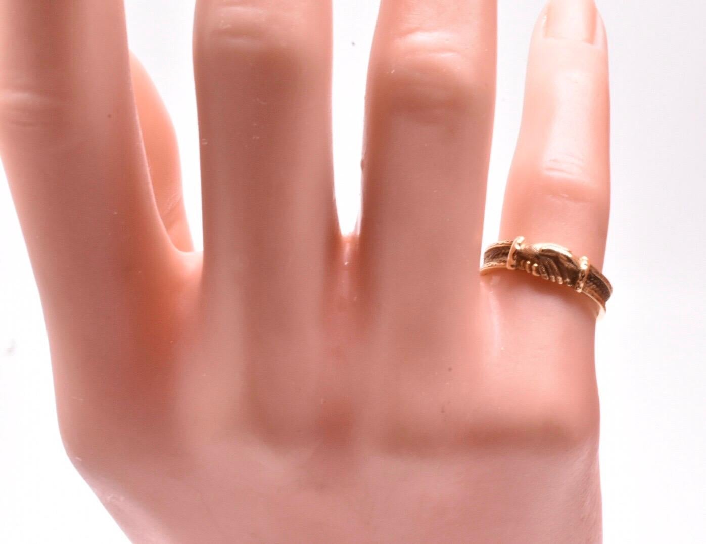 Women's Antique Gold and Hair Fede Ring For Sale