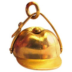 Antique Gold Jockey Cap Fob 3